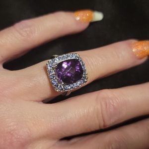 Gift Idea:4.63 carat Amethyst, Tanzanite & White Topaz 925 Sterling Silver ring